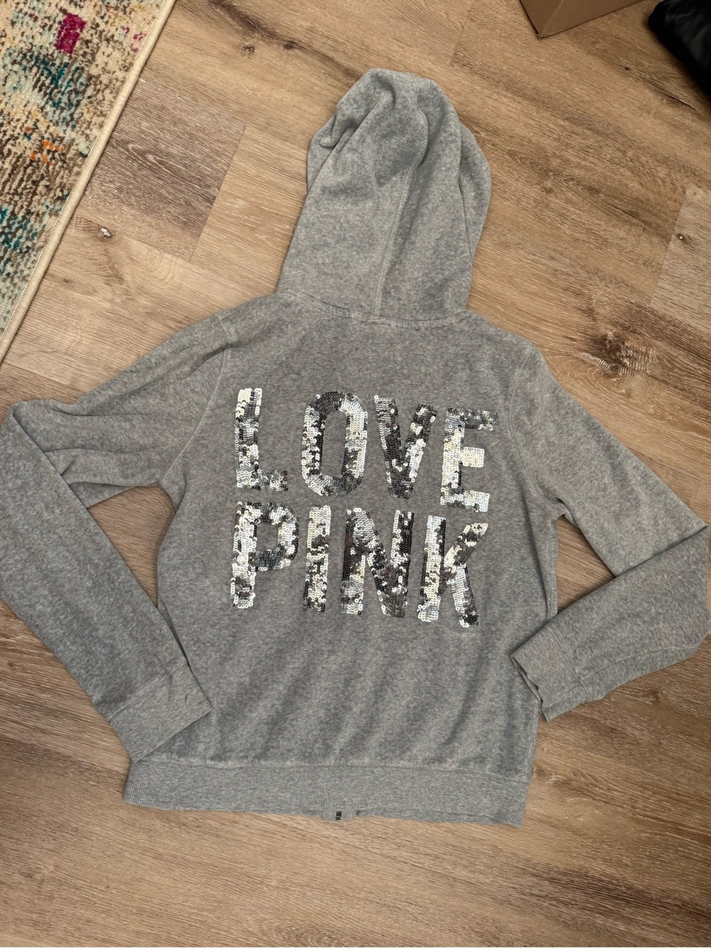Victoria's Secret PINK Gray Zip-Up Hooded Sweatshirt